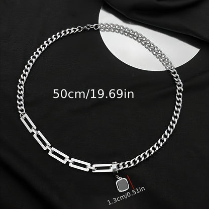 Minimalist Necklace Featuring a Black Square Cuban Chain