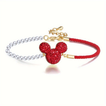 Disney Mickey Mouse Red Fashion Bracelet, Stylish and Eye-Catching, Perfect Gift for New Year, Christmas, and Birthday, Christmas Gift, Birthday Present, Stylish Accessory, Fashionable Bracelet, Durable Bracelet, Fashion Brac