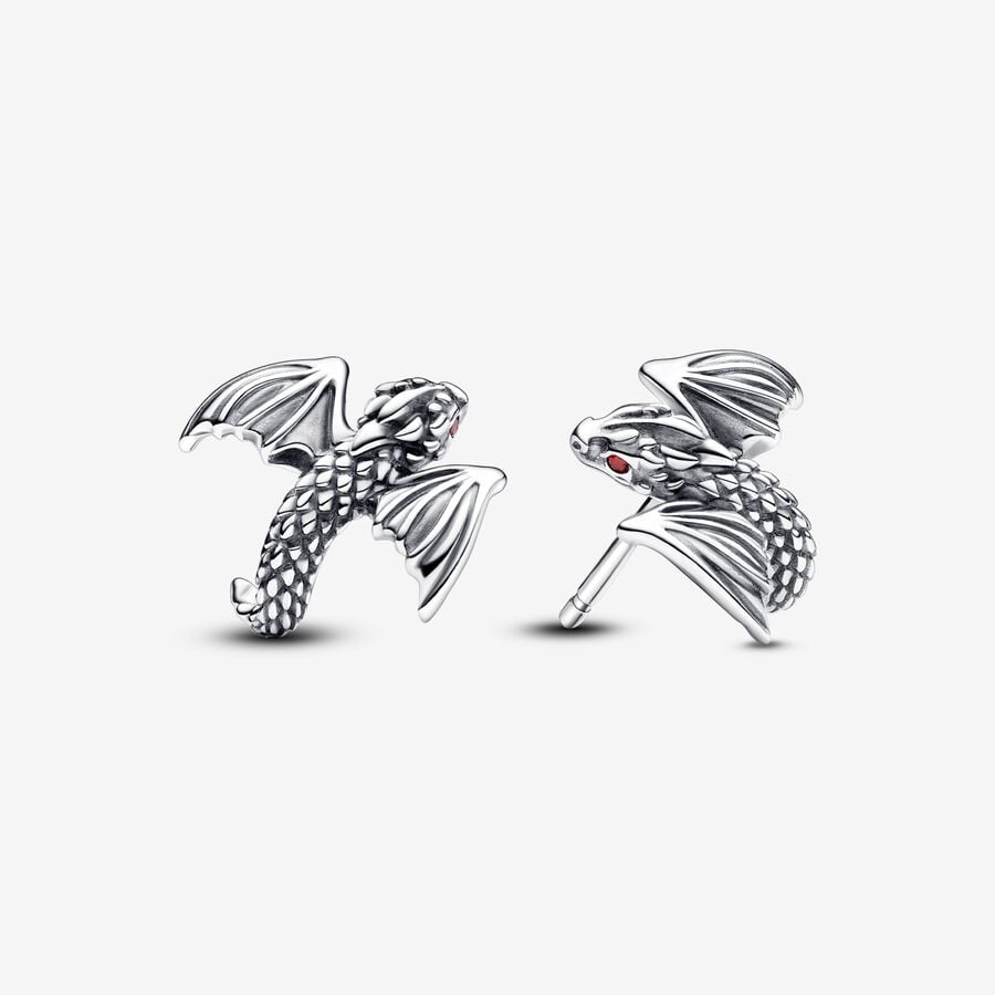 Mini dragon shaped silver earrings