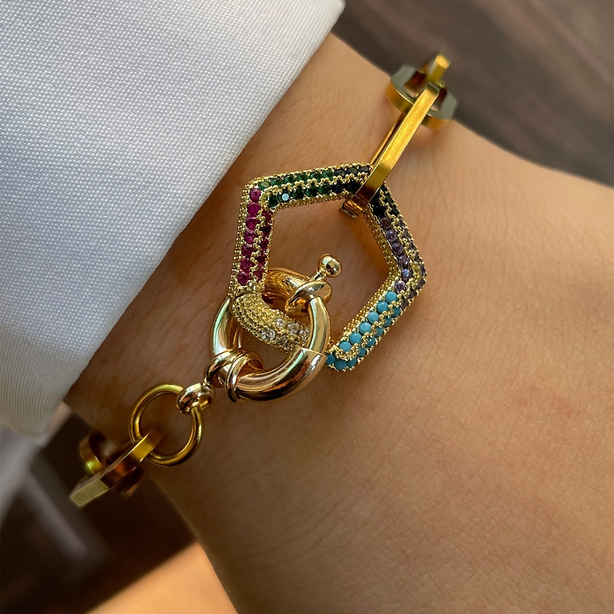 [1pc Elegant Bracelet] 1pc Elegant Double Buckle Stainless Steel Bracelet | Versatile for Women and Girls, Ideal for Daily Wear & Gift, Perfect for Valentine's Day, All-Season Accessory