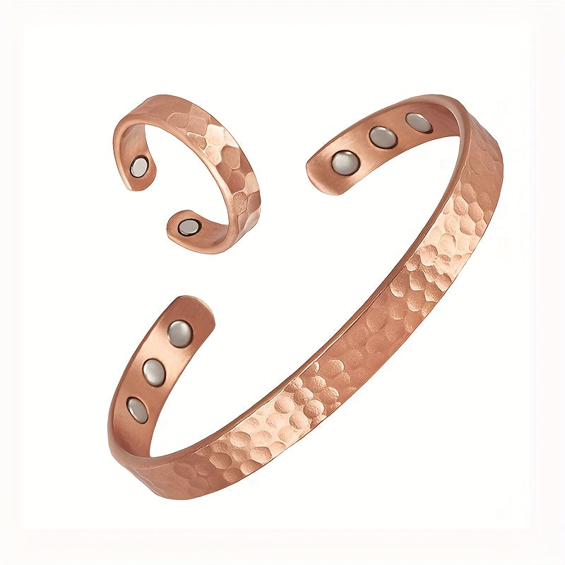 2pcs Pure Copper Bracelet and Ring Set