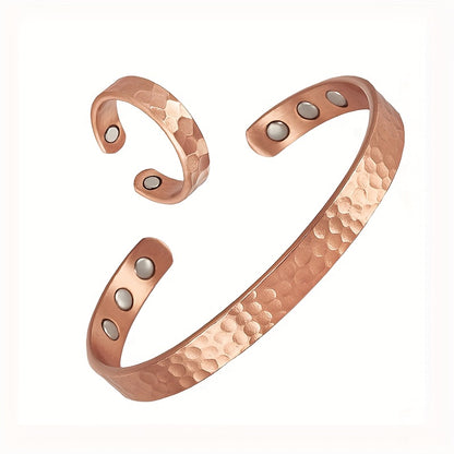 2pcs Pure Copper Bracelet and Ring Set