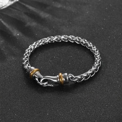 Bracelet  with Golden Accents, Intricate Twist Design Polished Metal Chain for Casual & Formal Wear