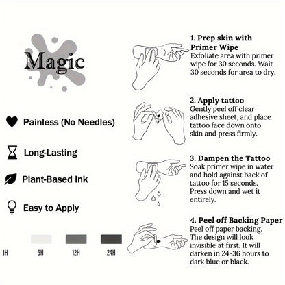 InkDance Flower Semi-permanent Tattoo Stickers - Waterproof and Long-lasting Realistic