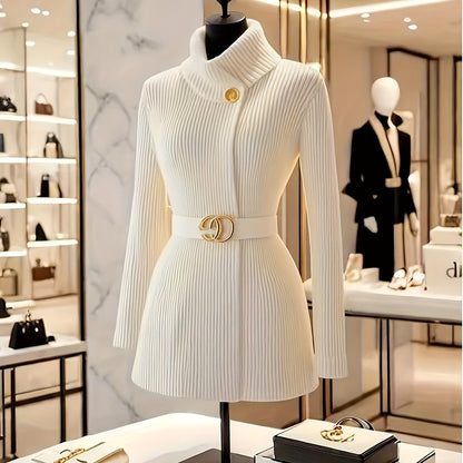 Elegant White High Neck Dress