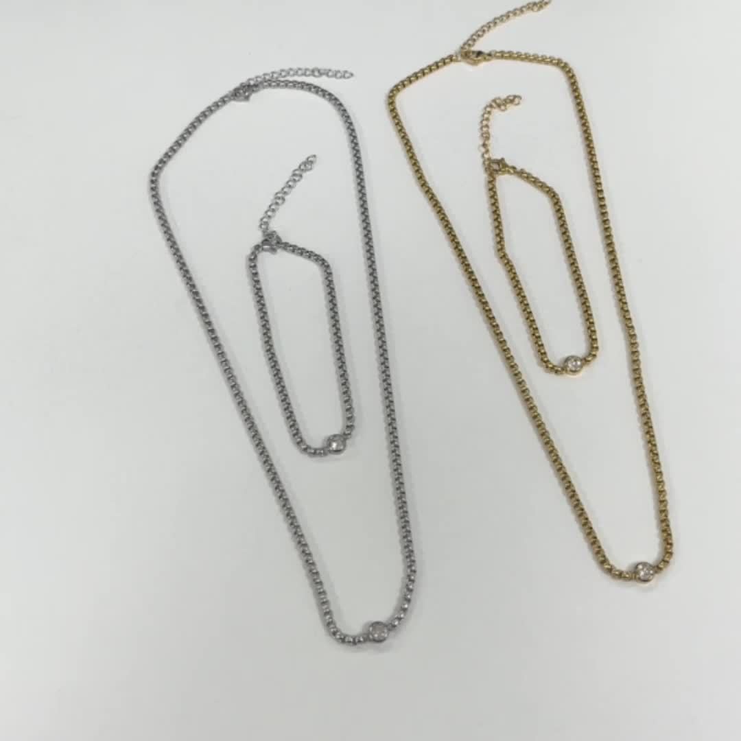 2pcs Stainless Steel Bohemian Style Necklace and Bracelet Set with Synthetic Diamonds, Perfect for Parties, Banquets, Valentine'S Day Gifts, Daily Wear