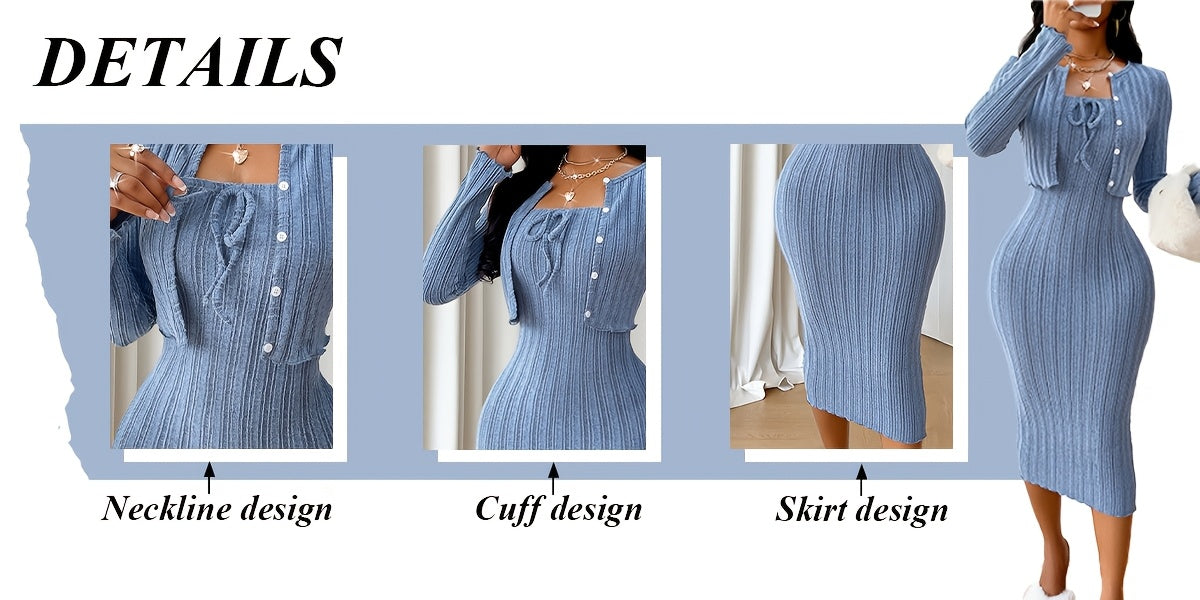 Casual Simple Fashion Textured Solid Color Bow Tie Bodice Dress