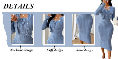 Casual Simple Fashion Textured Solid Color Bow Tie Bodice Dress