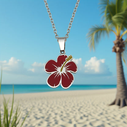 Stainless Steel MAGA Flower Pendant Chain Necklace