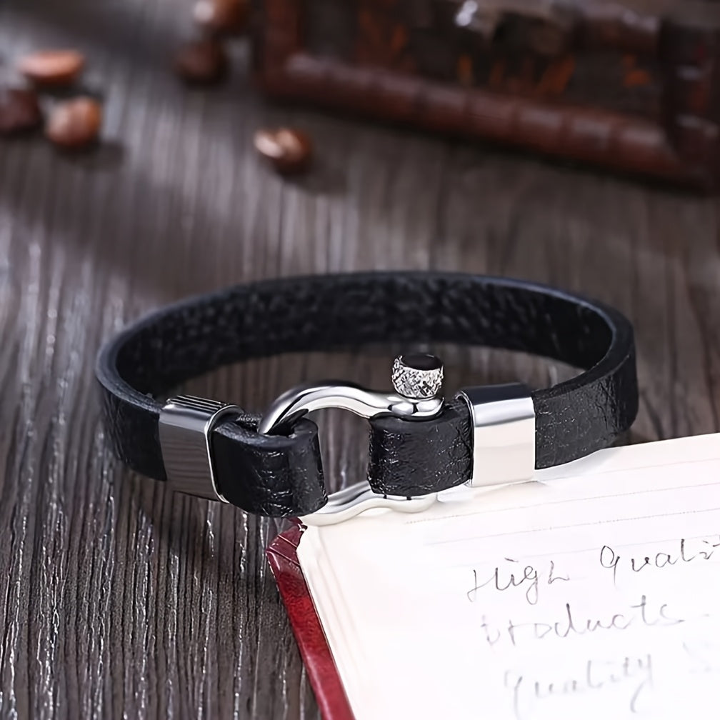 Metallic Buckle Synthetic Faux Leather Bracelet