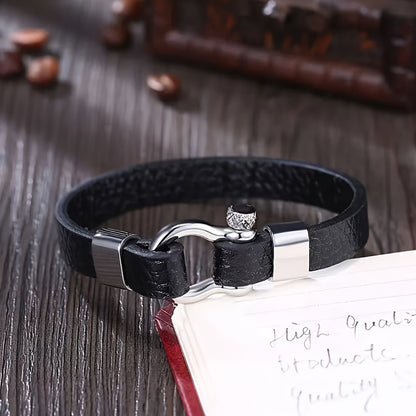 Metallic Buckle Synthetic Faux Leather Bracelet