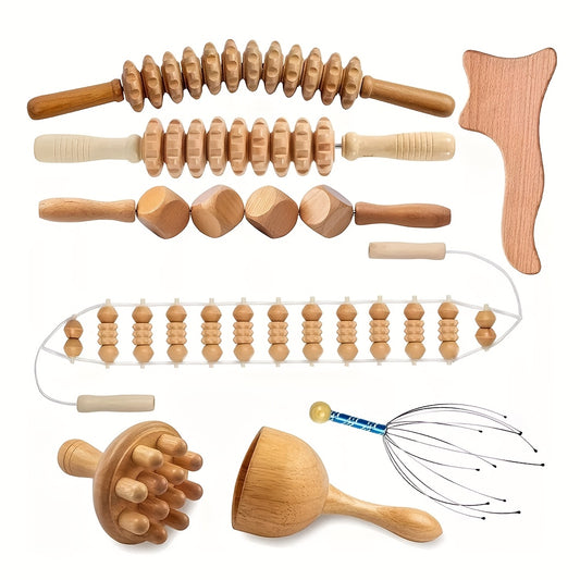 8-in-1 Wood Therapy Massage Tool Set