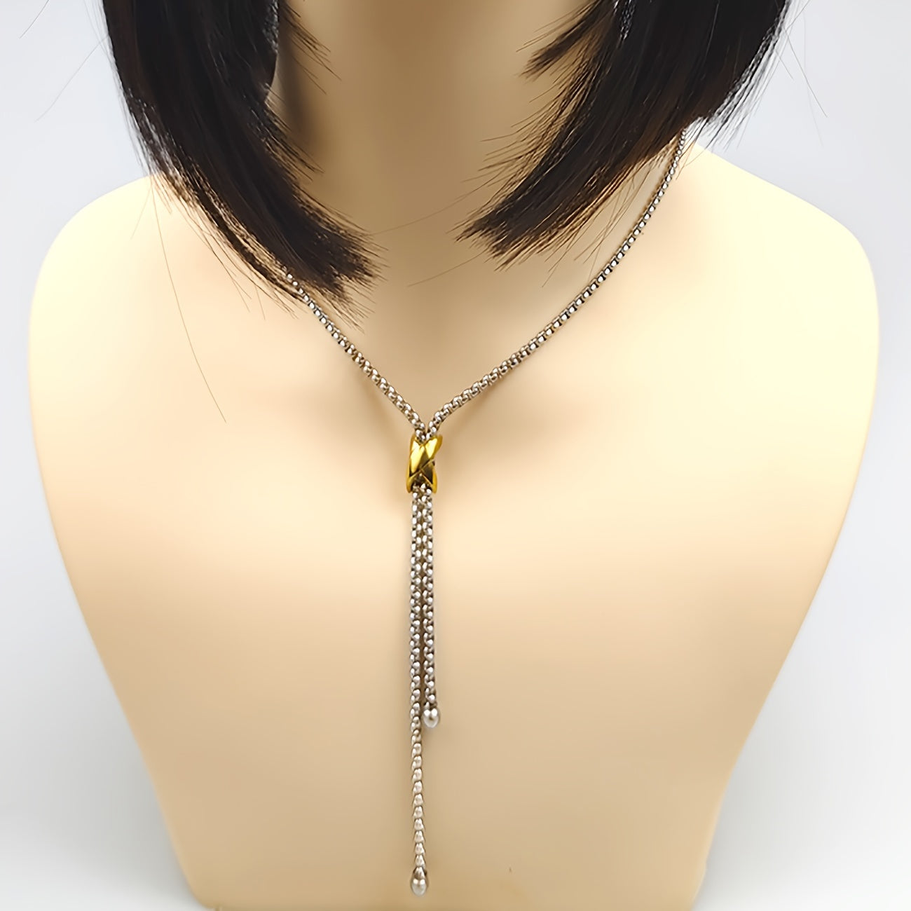 Elegant Y-Shaped Pearl Chain Necklace with Stainless Steel and Plating - Perfect for Everyday and Party Wear