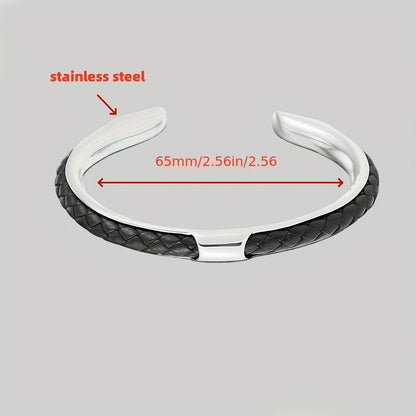 Classic Minimalist  Braided Faux Leather Cuff Bracelet