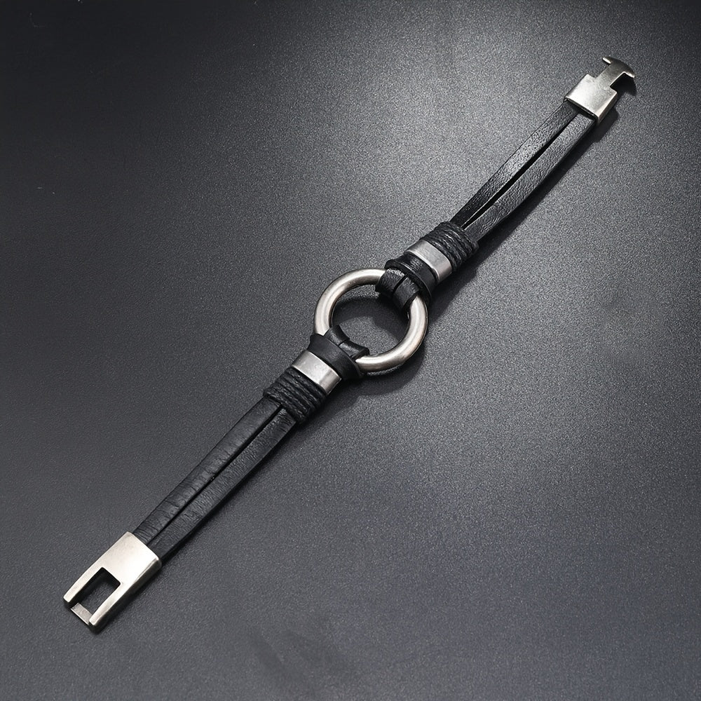 Trendy bracelet  multi-layer Leather