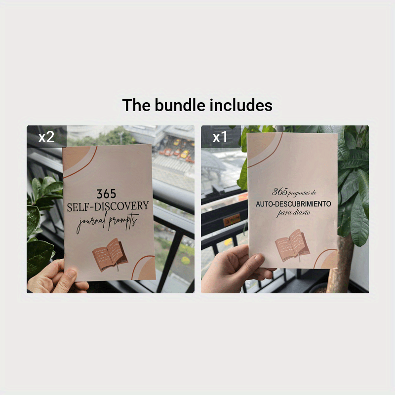 365 Self-Discovery Journal Prompts for Personal Improvement and Development, English/Spanish Language, 8.3*5.5 inch Size, Includes 365 Questions