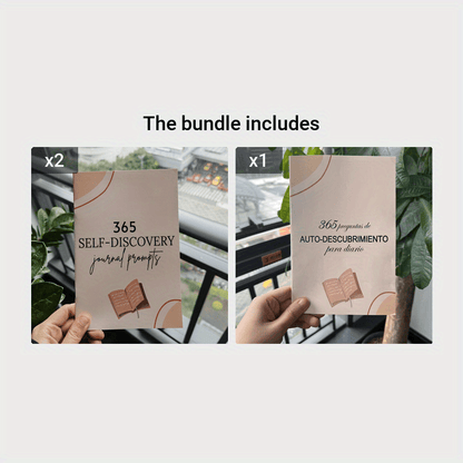 365 Self-Discovery Journal Prompts for Personal Improvement and Development, English/Spanish Language, 8.3*5.5 inch Size, Includes 365 Questions