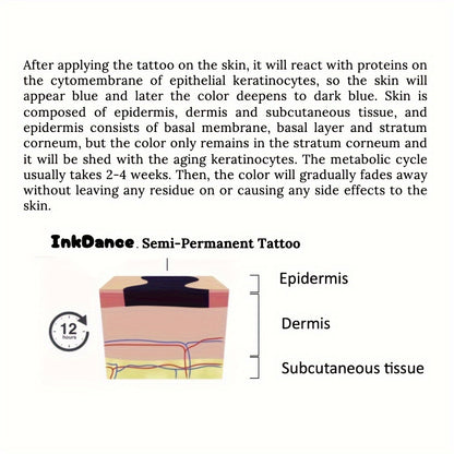 InkDance Flower Semi-permanent Tattoo Stickers - Waterproof and Long-lasting Realistic