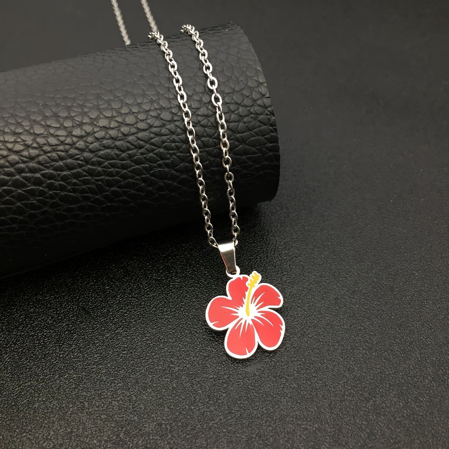 Stainless Steel MAGA Flower Pendant Chain Necklace