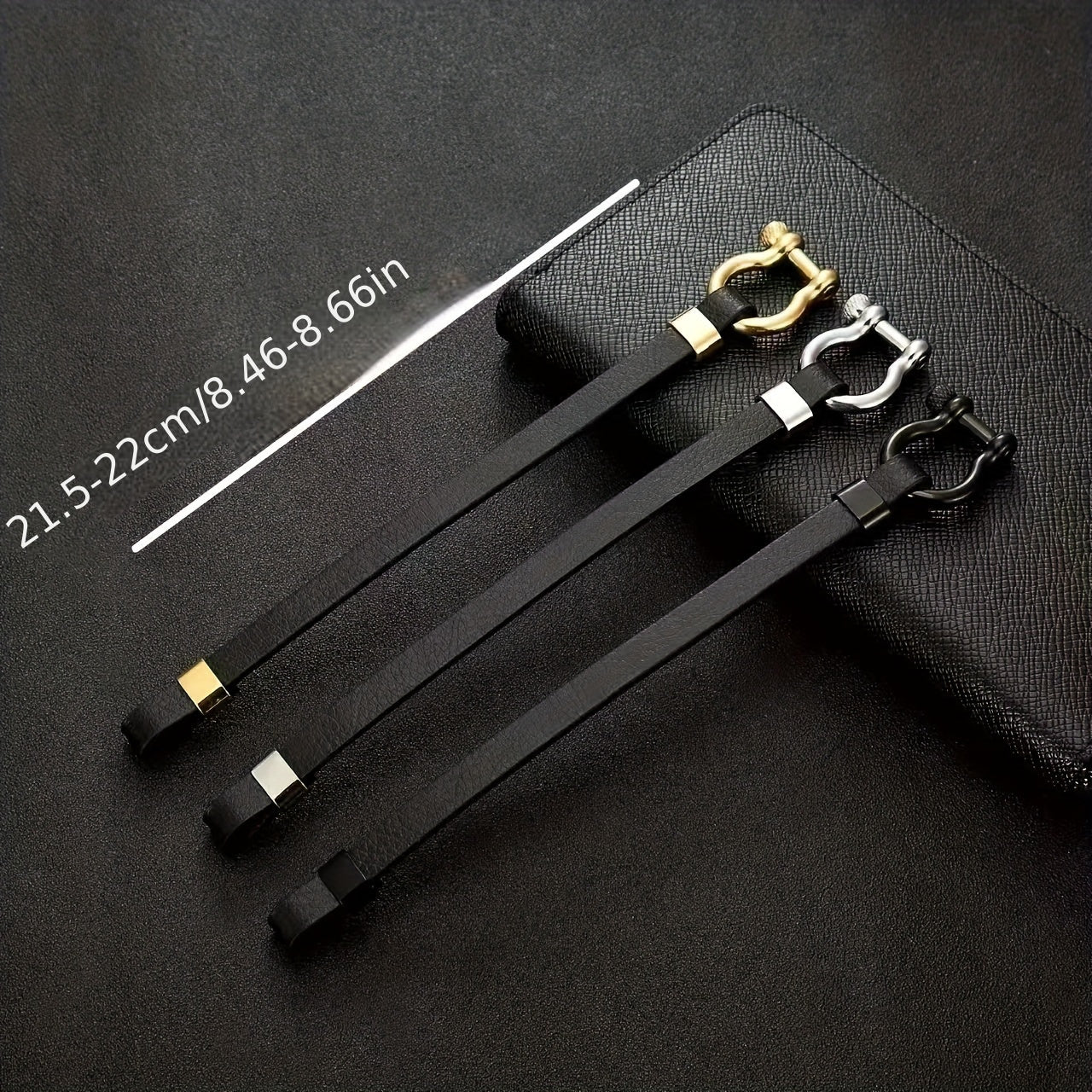 Metallic Buckle Synthetic Faux Leather Bracelet