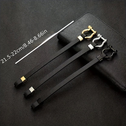 Metallic Buckle Synthetic Faux Leather Bracelet