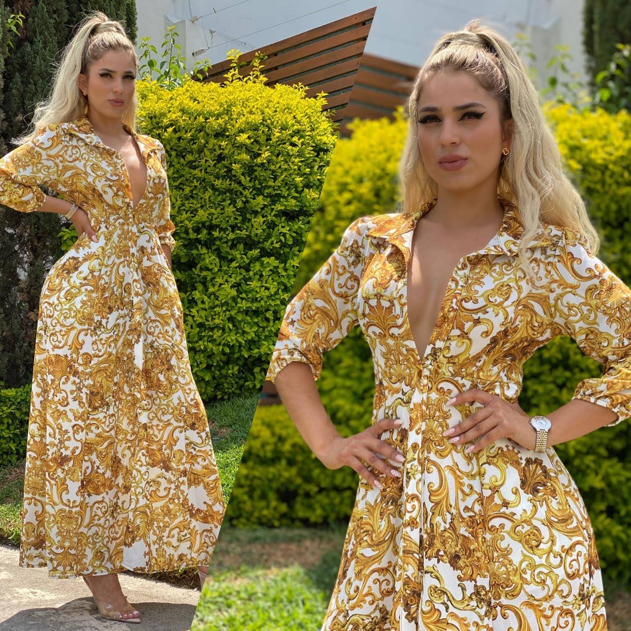 LONG CASUAL FLORAL PRINT DRESS