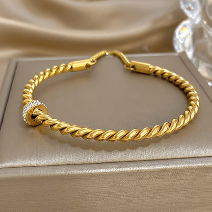 1pc Creative Stainless Steel Open Twist Bangles Bracelets for Women Men Simple Classic Statement Open Cuff Bangles with Lucky B Amethyst Inlaid Wrist Jewelry Gift, Stainless Steel Bracelet, Brand Luxury Classic Bracelet, Vaca