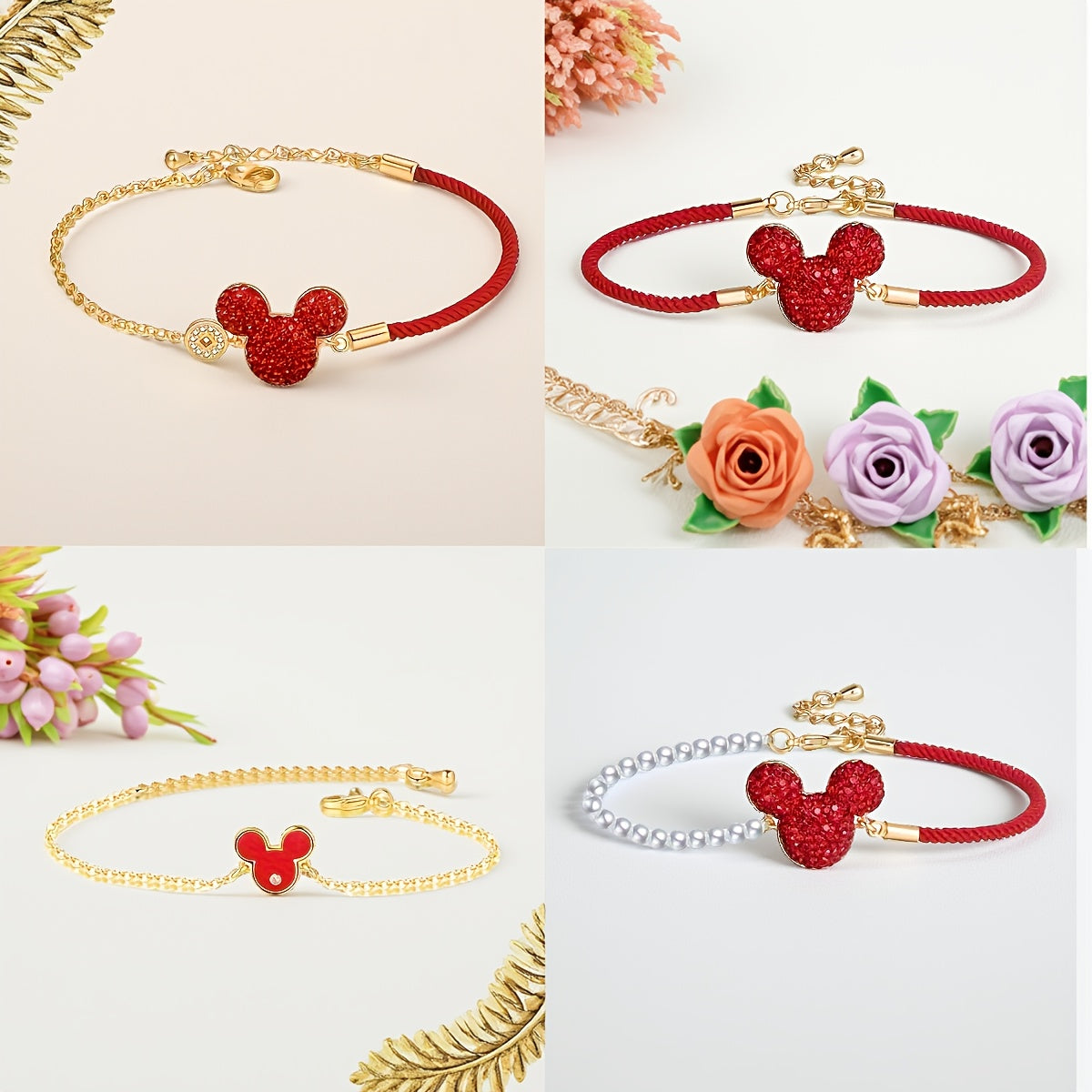 Disney Mickey Mouse Red Fashion Bracelet, Stylish and Eye-Catching, Perfect Gift for New Year, Christmas, and Birthday, Christmas Gift, Birthday Present, Stylish Accessory, Fashionable Bracelet, Durable Bracelet, Fashion Brac