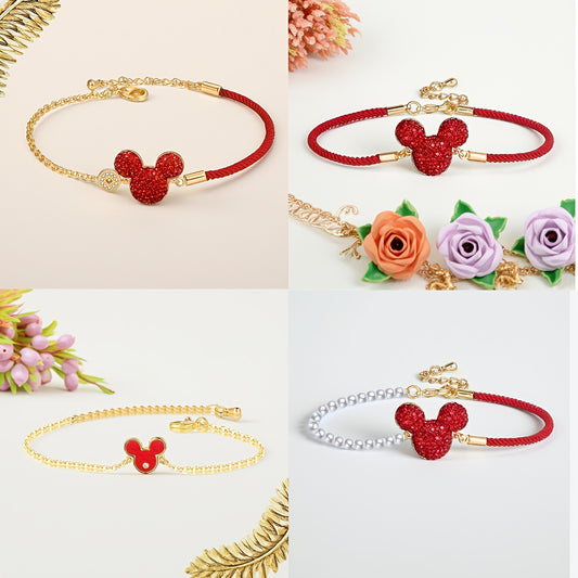 Disney Mickey Mouse Red Fashion Bracelet, Stylish and Eye-Catching, Perfect Gift for New Year, Christmas, and Birthday, Christmas Gift, Birthday Present, Stylish Accessory, Fashionable Bracelet, Durable Bracelet, Fashion Brac