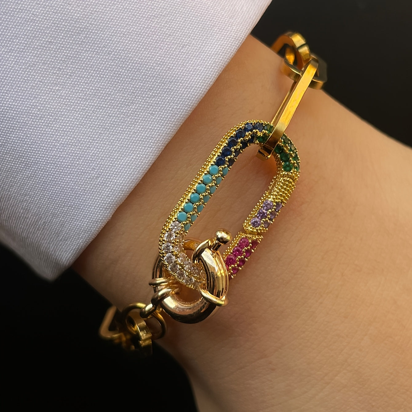 [1pc Elegant Bracelet] 1pc Elegant Double Buckle Stainless Steel Bracelet | Versatile for Women and Girls, Ideal for Daily Wear & Gift, Perfect for Valentine's Day, All-Season Accessory