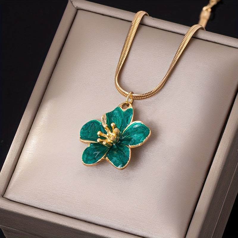 Elegant And Versatile Enamel Flower Pendant Necklace