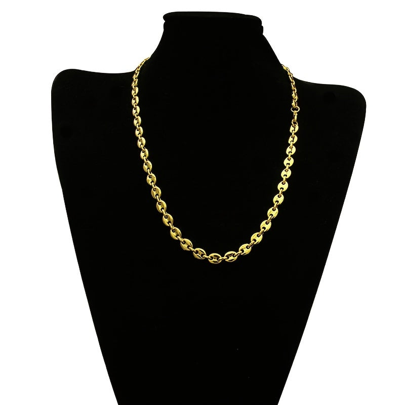 [Coffee Bean Jewelry Set] Stainless Steel Coffee Bean Necklace and Bracelet Set for Men and Women - Jewelry Set