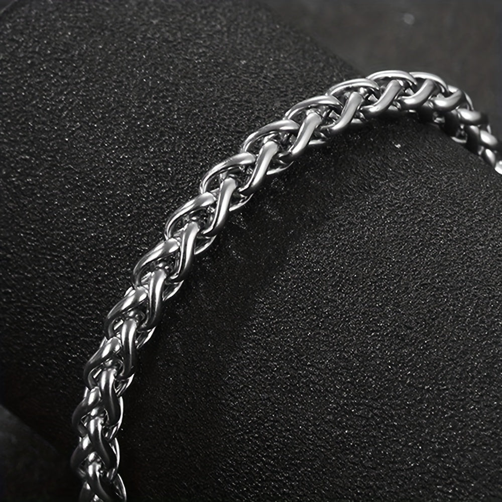 Bracelet  with Golden Accents, Intricate Twist Design Polished Metal Chain for Casual & Formal Wear