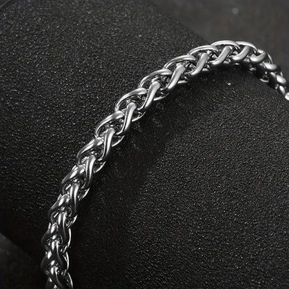 Bracelet  with Golden Accents, Intricate Twist Design Polished Metal Chain for Casual & Formal Wear