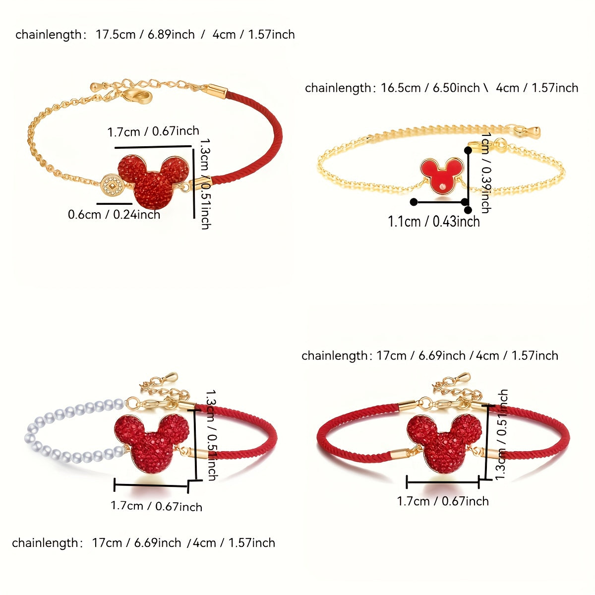 Disney Mickey Mouse Red Fashion Bracelet, Stylish and Eye-Catching, Perfect Gift for New Year, Christmas, and Birthday, Christmas Gift, Birthday Present, Stylish Accessory, Fashionable Bracelet, Durable Bracelet, Fashion Brac