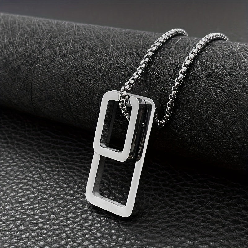 EJ  Necklace with  geometric rectangle pendant