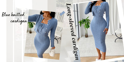 Casual Simple Fashion Textured Solid Color Bow Tie Bodice Dress