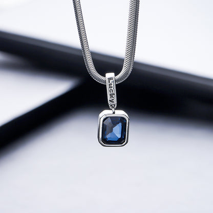 Blue pendant necklace with snake chain