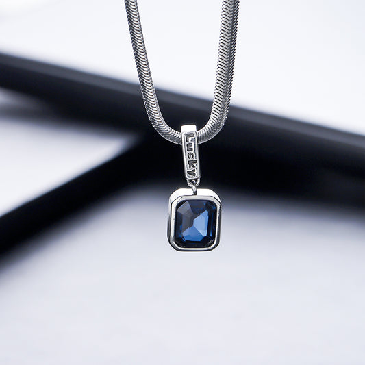 Blue pendant necklace with snake chain