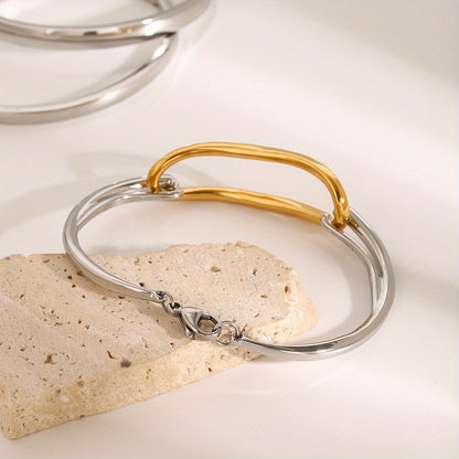 Color Block Minimalist Stainless Steel Geometric Bracelet