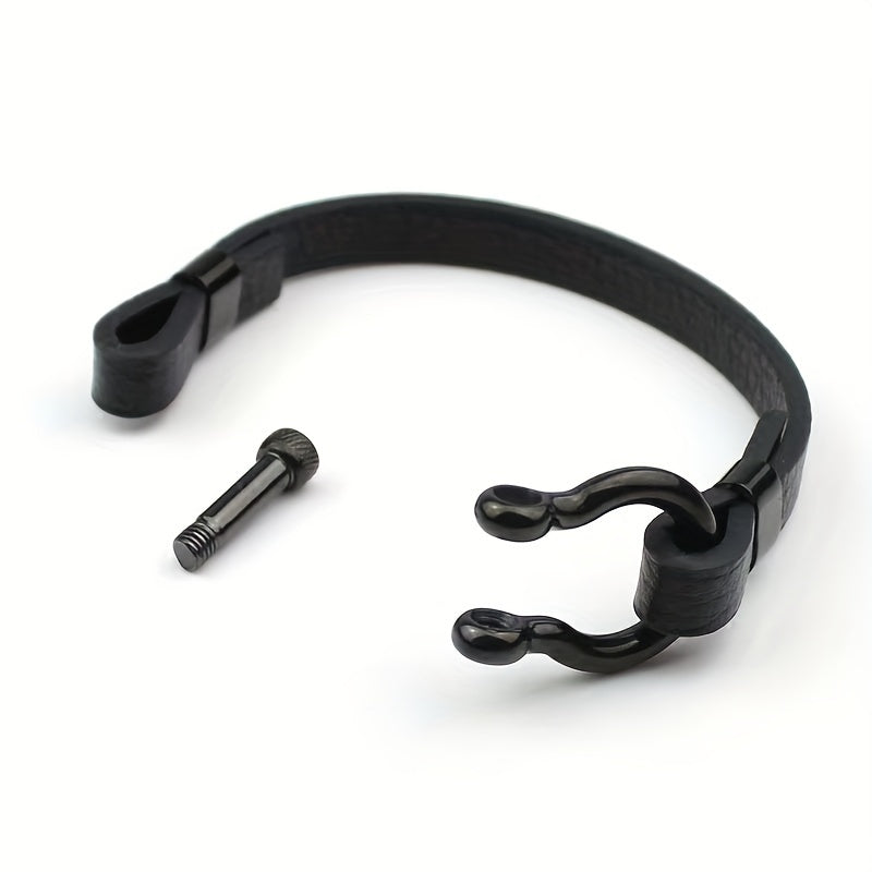 Metallic Buckle Synthetic Faux Leather Bracelet