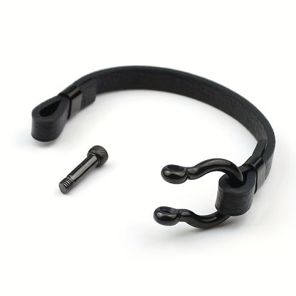 Metallic Buckle Synthetic Faux Leather Bracelet