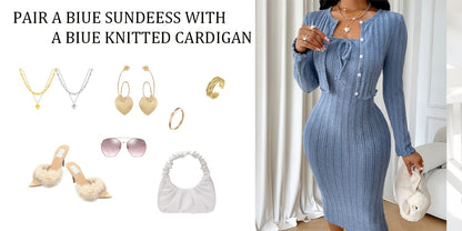 Casual Simple Fashion Textured Solid Color Bow Tie Bodice Dress