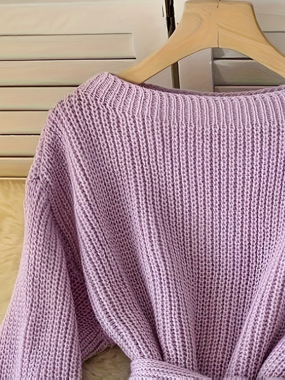 Chic Elegant Knitwear  Mustard Yellow Loose Fit Sweater