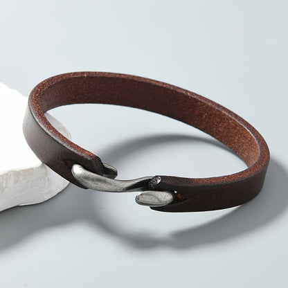 Leather Simple S Hook Bracelet