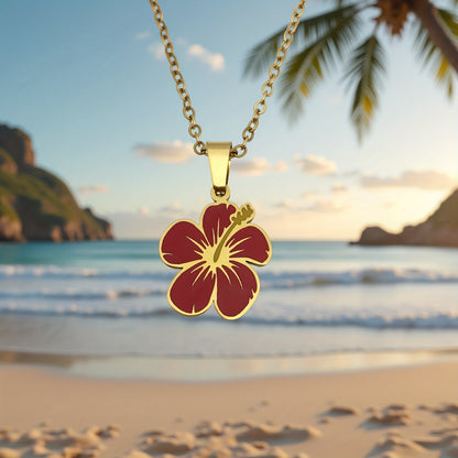 Stainless Steel MAGA Flower Pendant Chain Necklace