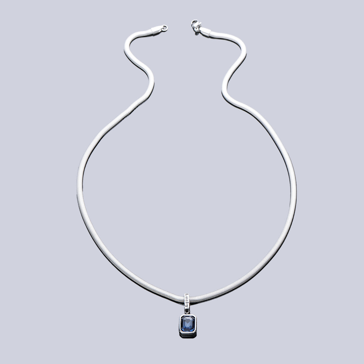 Blue pendant necklace with snake chain