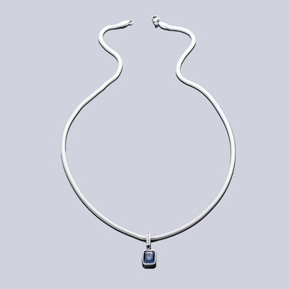 Blue pendant necklace with snake chain