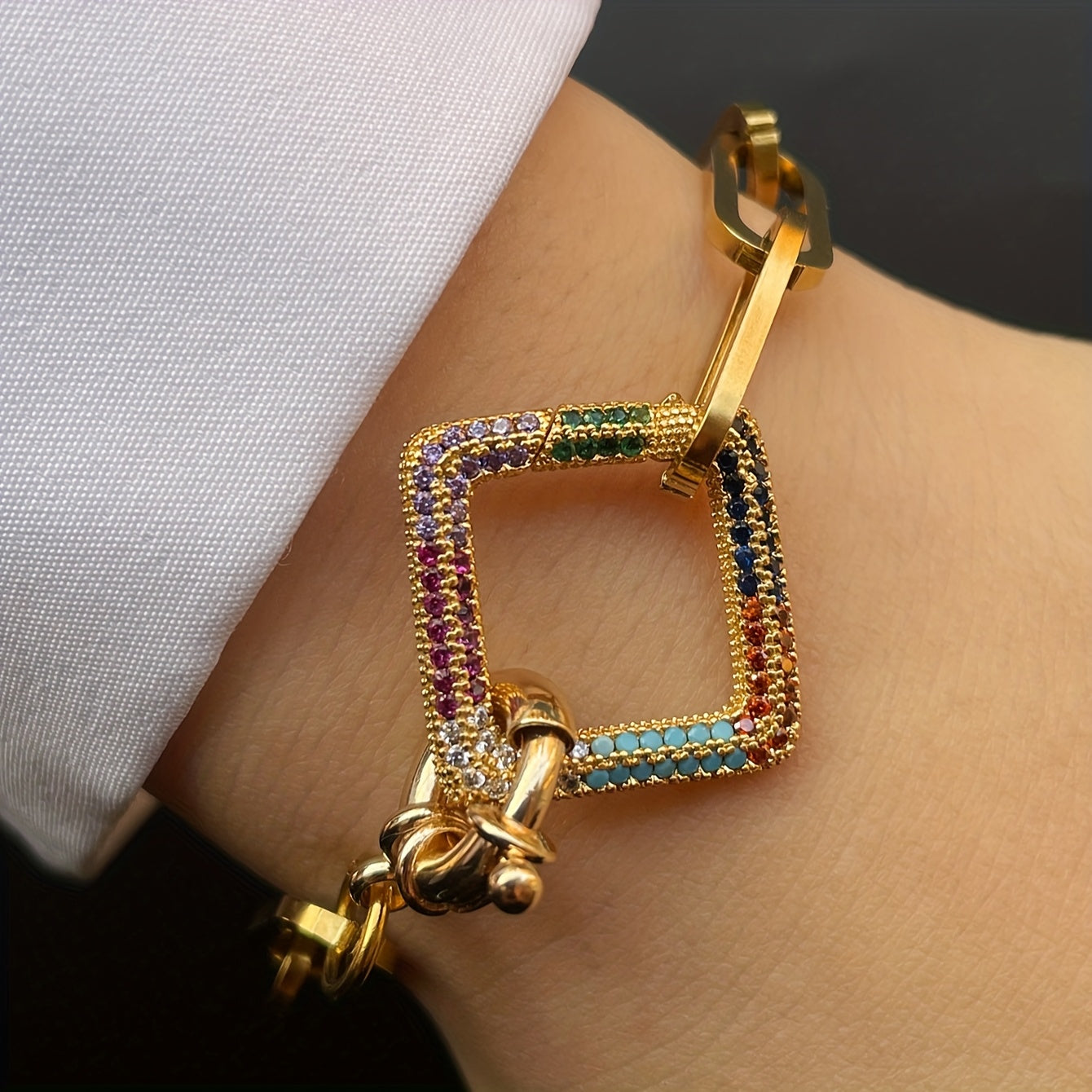 [1pc Elegant Bracelet] 1pc Elegant Double Buckle Stainless Steel Bracelet | Versatile for Women and Girls, Ideal for Daily Wear & Gift, Perfect for Valentine's Day, All-Season Accessory