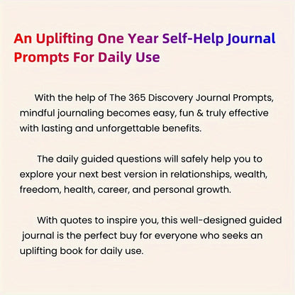 365 Self-Discovery Journal Prompts for Personal Improvement and Development, English/Spanish Language, 8.3*5.5 inch Size, Includes 365 Questions